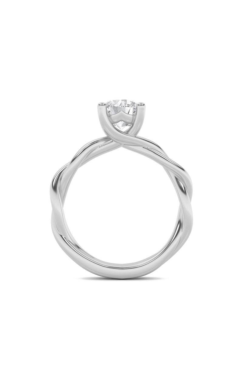 2CTW Round Shaped Lab Grown Diamond (F/VS) Twisted Shank Solitaire Engagement Ring in 14K Gold