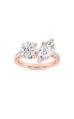 Load image into Gallery viewer, 3CTW Round Shaped Lab Grown Diamond (F/VS) Toi et Moi Engagement Ring in 14K Gold
