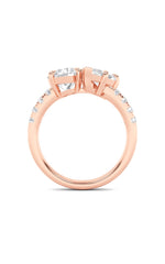 Load image into Gallery viewer, 3CTW Round Shaped Lab Grown Diamond (F/VS) Toi et Moi Engagement Ring in 14K Gold
