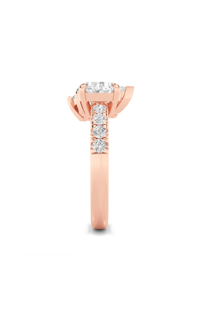 3CTW Round Shaped Lab Grown Diamond (F/VS) Toi et Moi Engagement Ring in 14K Gold