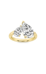 Load image into Gallery viewer, 3CTW Pear Shaped Lab Grown Diamond (F/VS) Toi et Moi Engagement Ring in 14K Gold
