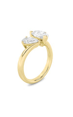 Load image into Gallery viewer, 3CTW Pear Shaped Lab Grown Diamond (F/VS) Toi et Moi Engagement Ring in 14K Gold
