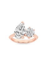 Load image into Gallery viewer, 3CTW Pear Shaped Lab Grown Diamond (F/VS) Toi et Moi Engagement Ring in 14K Gold
