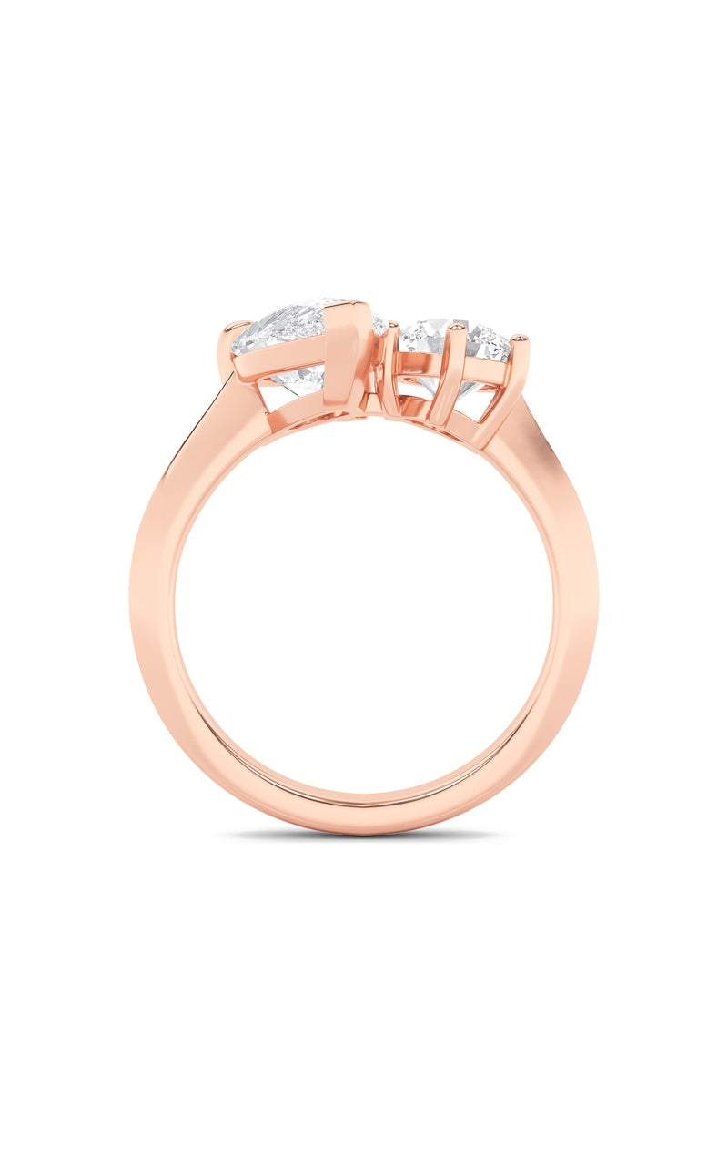 3CTW Pear Shaped Lab Grown Diamond (F/VS) Toi et Moi Engagement Ring in 14K Gold