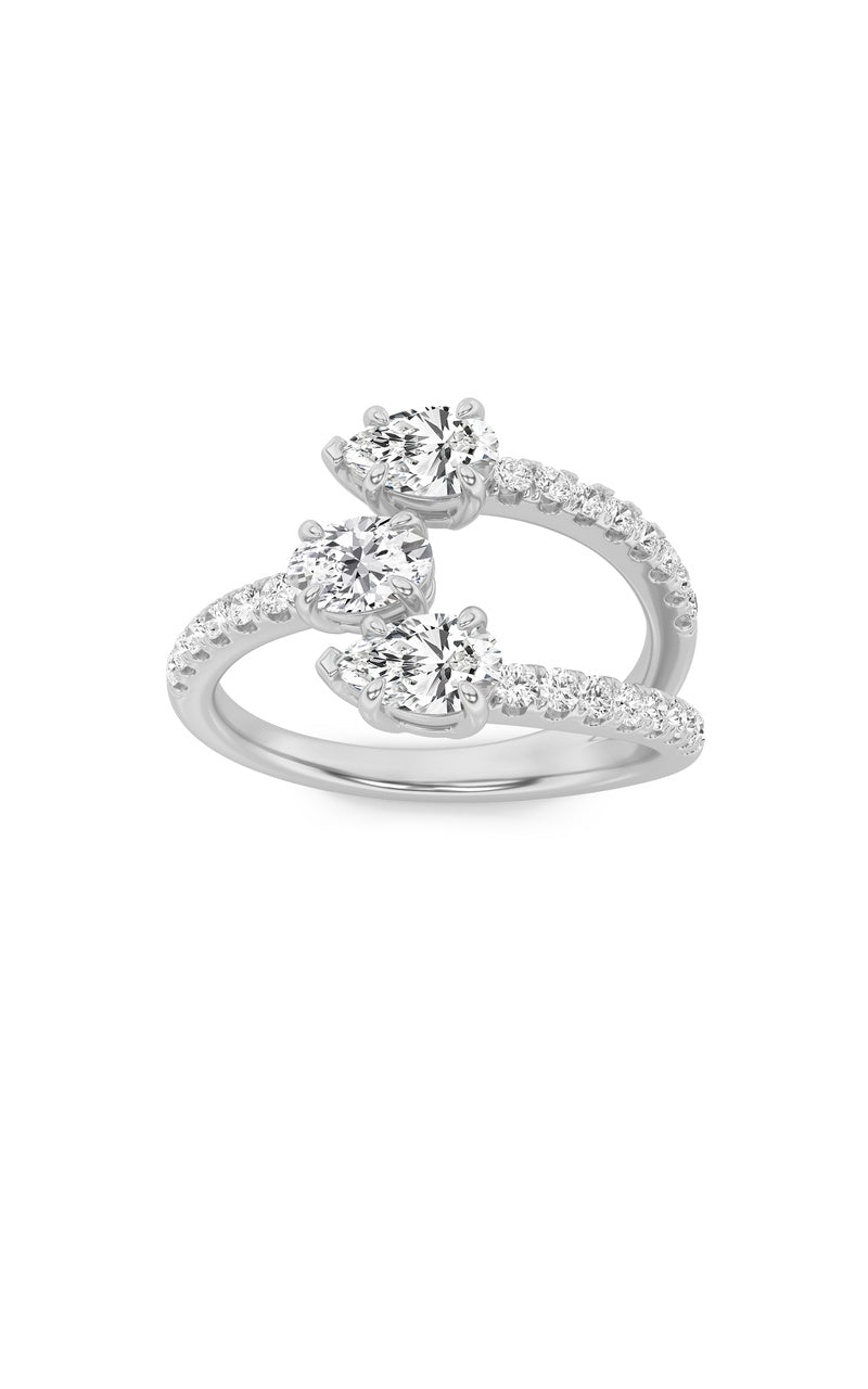 1CTW Oval Shaped Lab Grown Diamond (F/VS) Three Stone Fashion Ring in 14K Gold