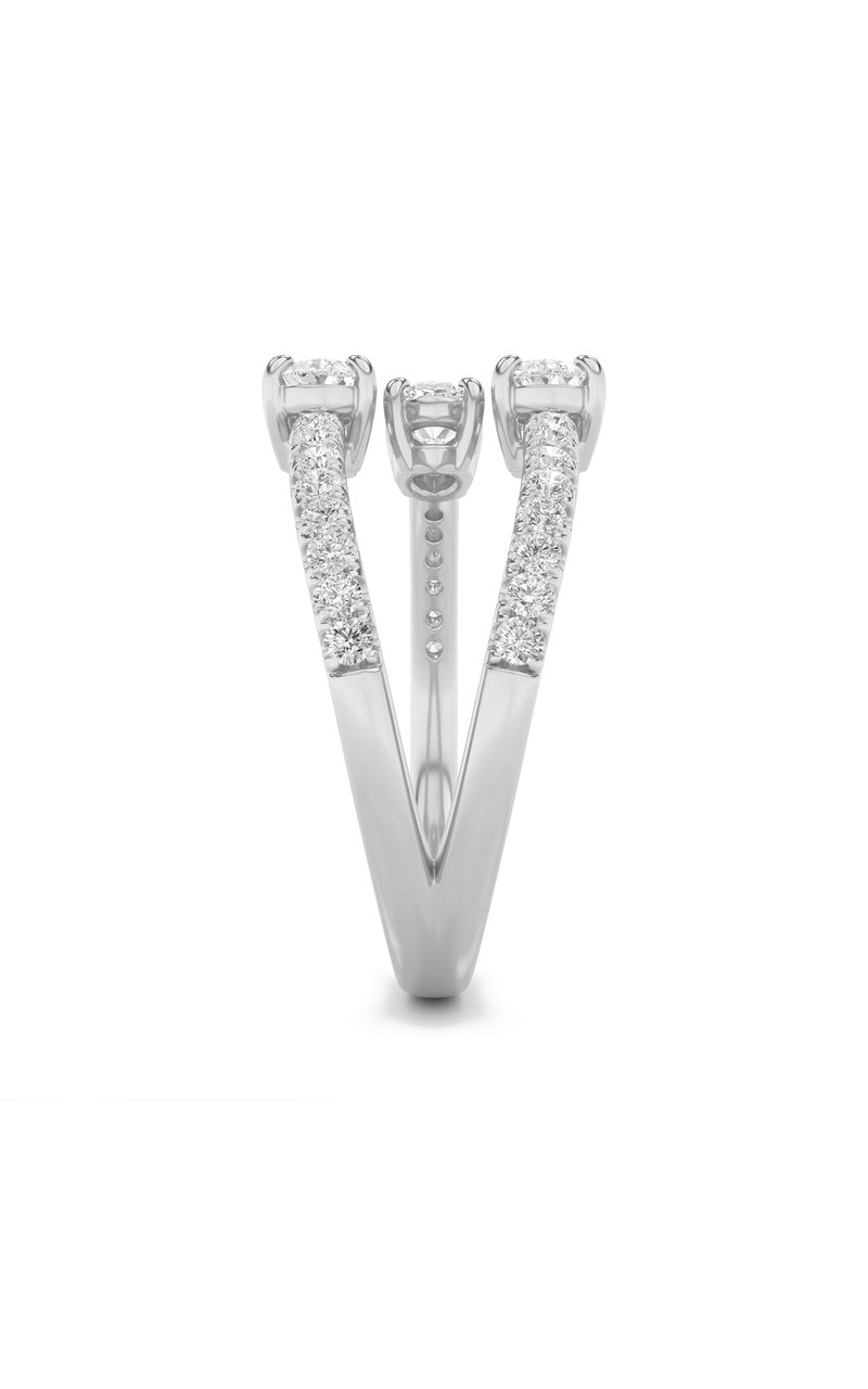 1CTW Oval Shaped Lab Grown Diamond (F/VS) Three Stone Fashion Ring in 14K Gold