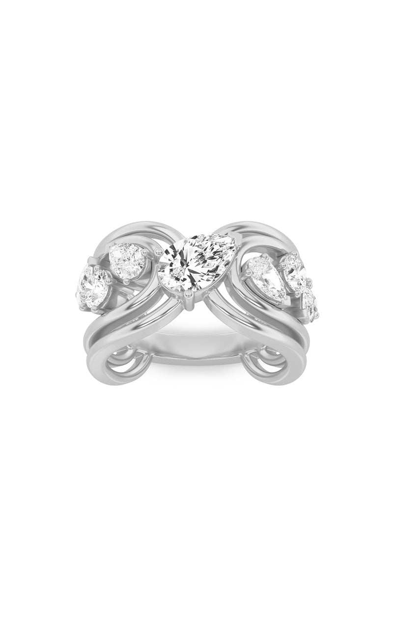 2CTW Pear Shaped Lab Grown Diamond (F/VS) Seven Stone Fashion Ring in 14K Gold