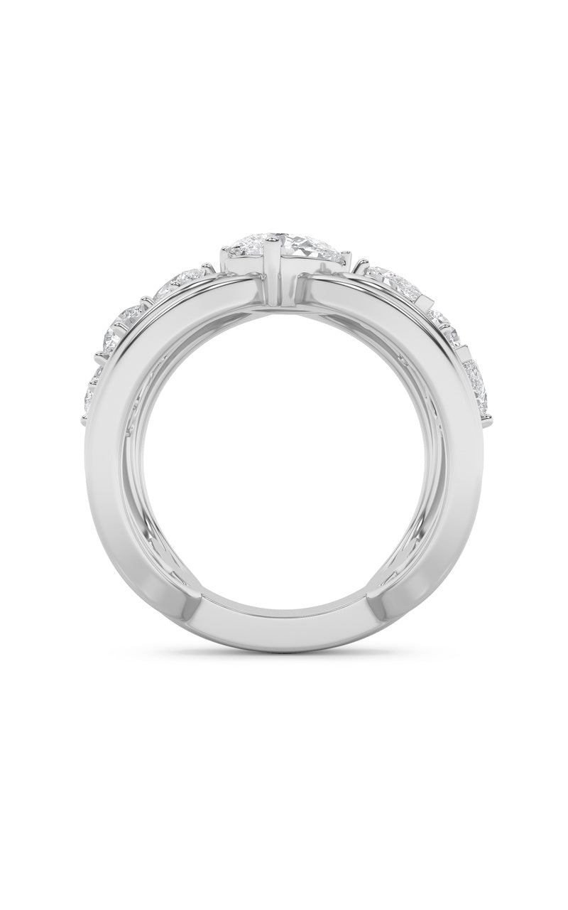 2CTW Pear Shaped Lab Grown Diamond (F/VS) Seven Stone Fashion Ring in 14K Gold