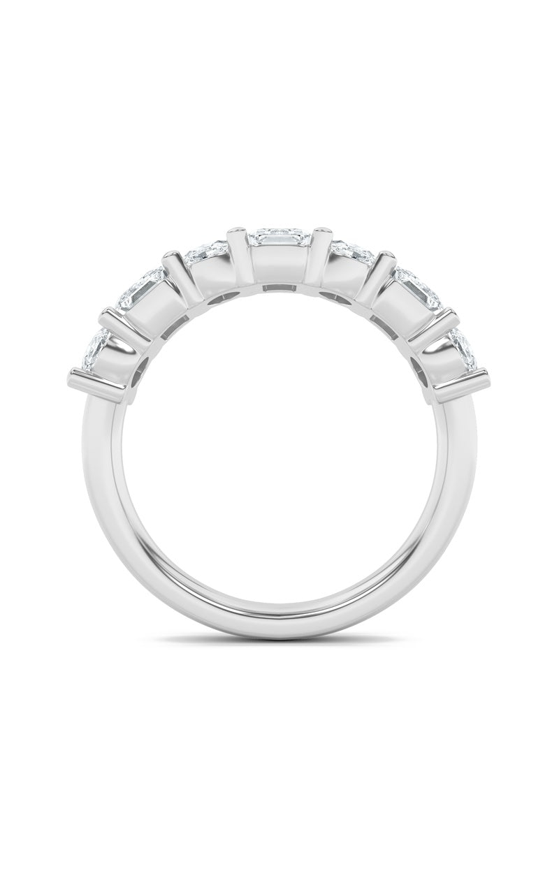 3CTW Emerald Shaped Lab Grown Diamond (F/VS) Seven Stone Band Ring in 14K Gold