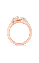 Load image into Gallery viewer, 1CTW Oval Shaped Lab Grown Diamond (F/VS) Accented Toi et Moi Fashiion Ring in 14K Gold
