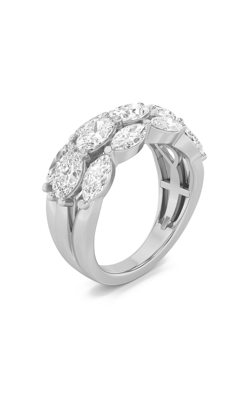 3CTW Oval Shaped Lab Grown Diamond (F/VS) Multi Stone Band Ring in 14K Gold