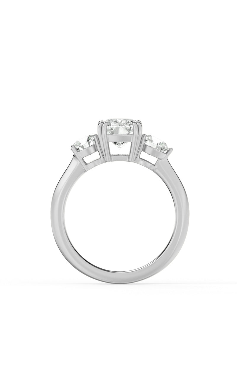 3CTW Elongated Cushion Shaped Lab Grown Diamond (G/VS) Bold Three Stone Ring in 14K Gold