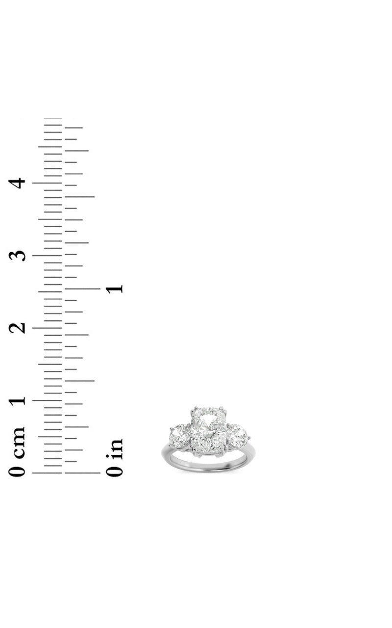3CTW Elongated Cushion Shaped Lab Grown Diamond (G/VS) Bold Three Stone Ring in 14K Gold
