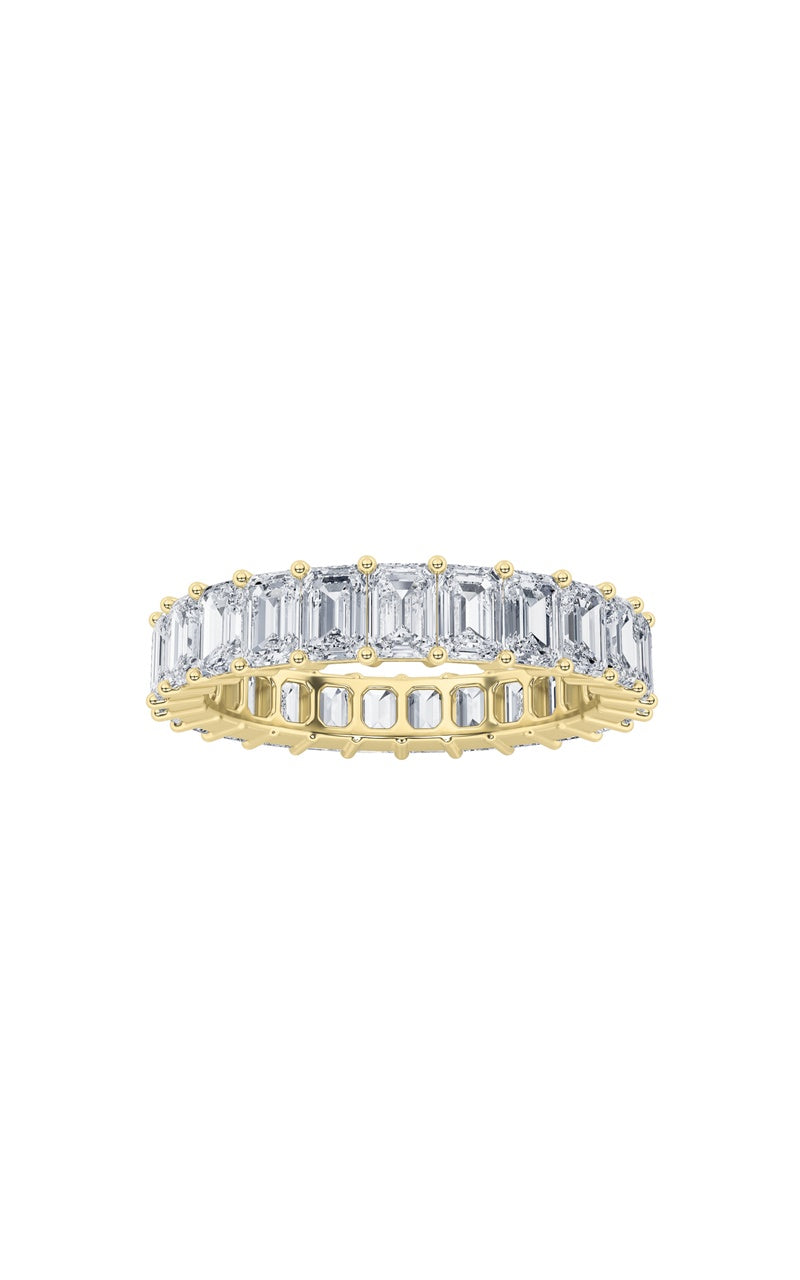 3.75CTW Emerald Shaped Lab Grown Diamond Split Prong Eternity Ring in 14K Gold (F/VS)