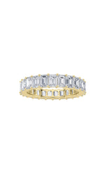 Load image into Gallery viewer, 3.75CTW Emerald Shaped Lab Grown Diamond Split Prong Eternity Ring in 14K Gold (F/VS)
