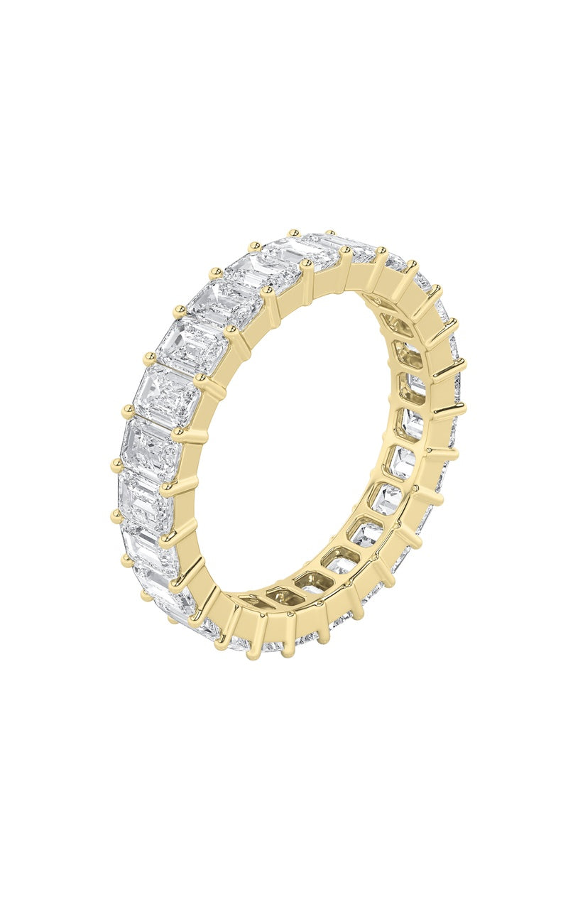 3.75CTW Emerald Shaped Lab Grown Diamond Split Prong Eternity Ring in 14K Gold (F/VS)