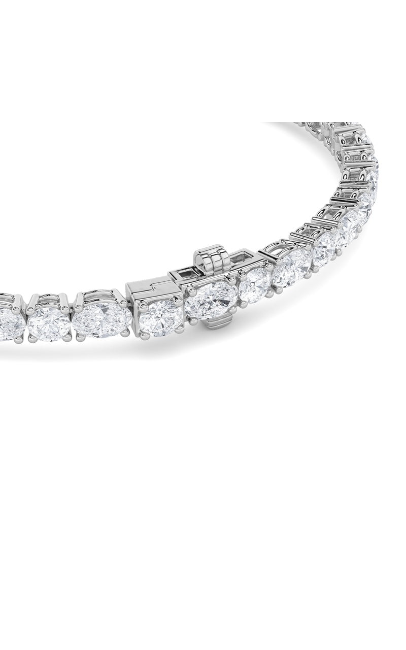 6.75CTW Oval Shaped Lab Grown Diamond (F/VS) Bracelet in 14K Gold
