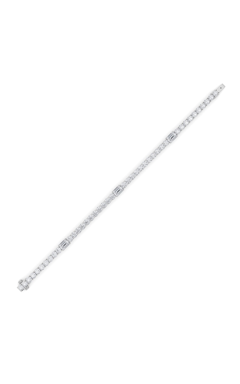 10CTW Emerald Shaped Lab Grown Diamond (F/VS) East West Station Bracelet in 14K Gold