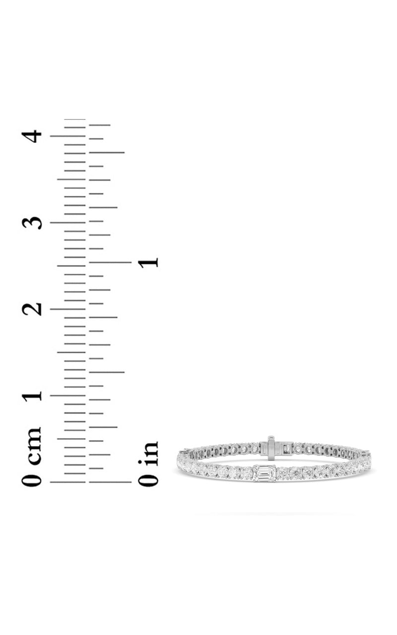 10CTW Emerald Shaped Lab Grown Diamond (F/VS) East West Station Bracelet in 14K Gold