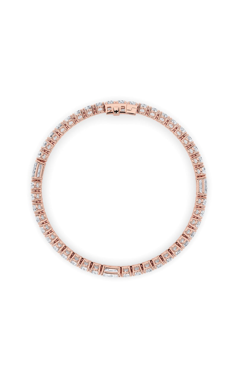 10CTW Emerald Shaped Lab Grown Diamond (F/VS) East West Station Bracelet in 14K Gold