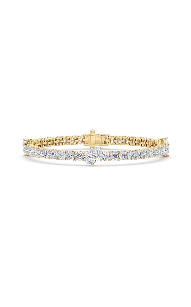 10CTW Pear Shaped Lab Grown Diamond (F/VS) East West Station Bracelet in 14K Gold