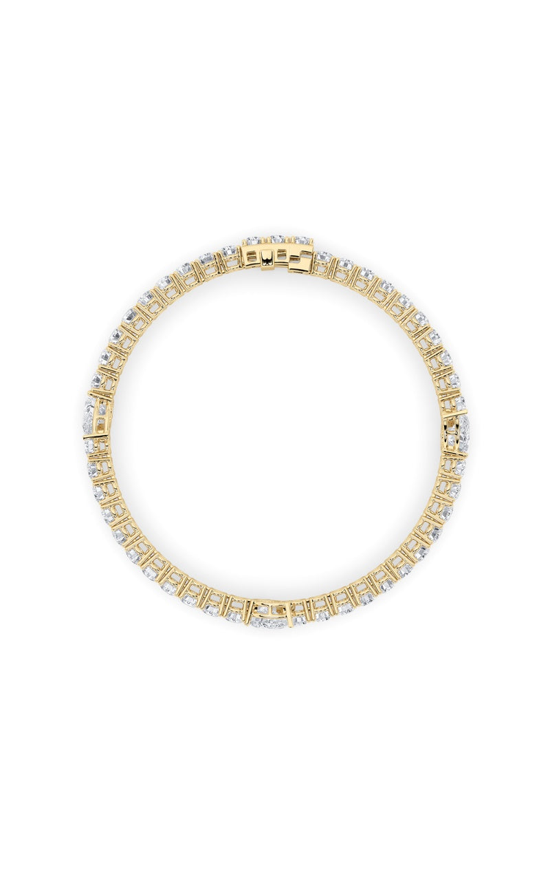 10CTW Pear Shaped Lab Grown Diamond (F/VS) East West Station Bracelet in 14K Gold