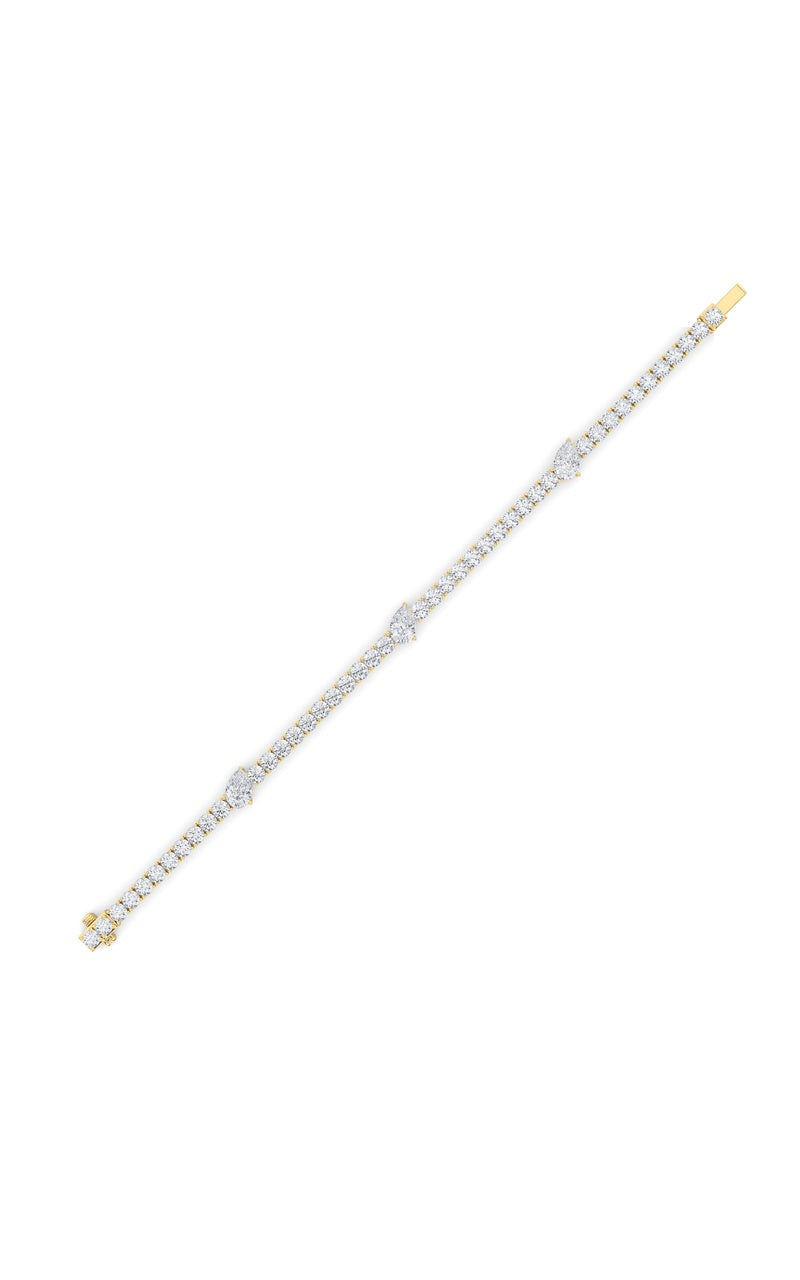 10CTW Pear Shaped Lab Grown Diamond (F/VS) East West Station Bracelet in 14K Gold