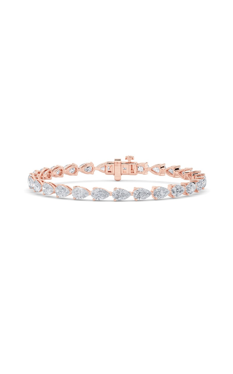8.5CTW Pear Shaped Lab Grown Diamond (F/VS) Fancy Line Bracelet in 14K Gold