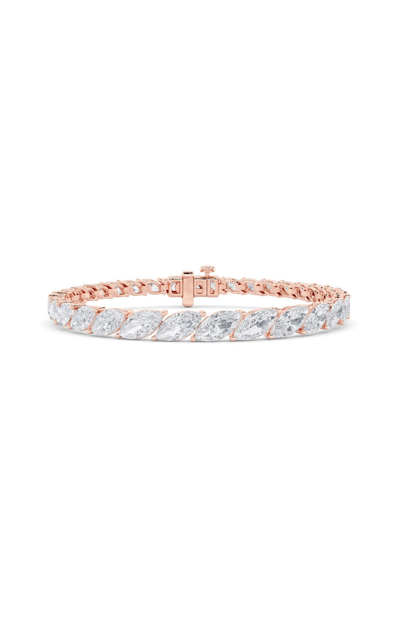 13.5CTW Marquise Shaped Lab Grown Diamond (F/VS) Bracelet in 14K Gold