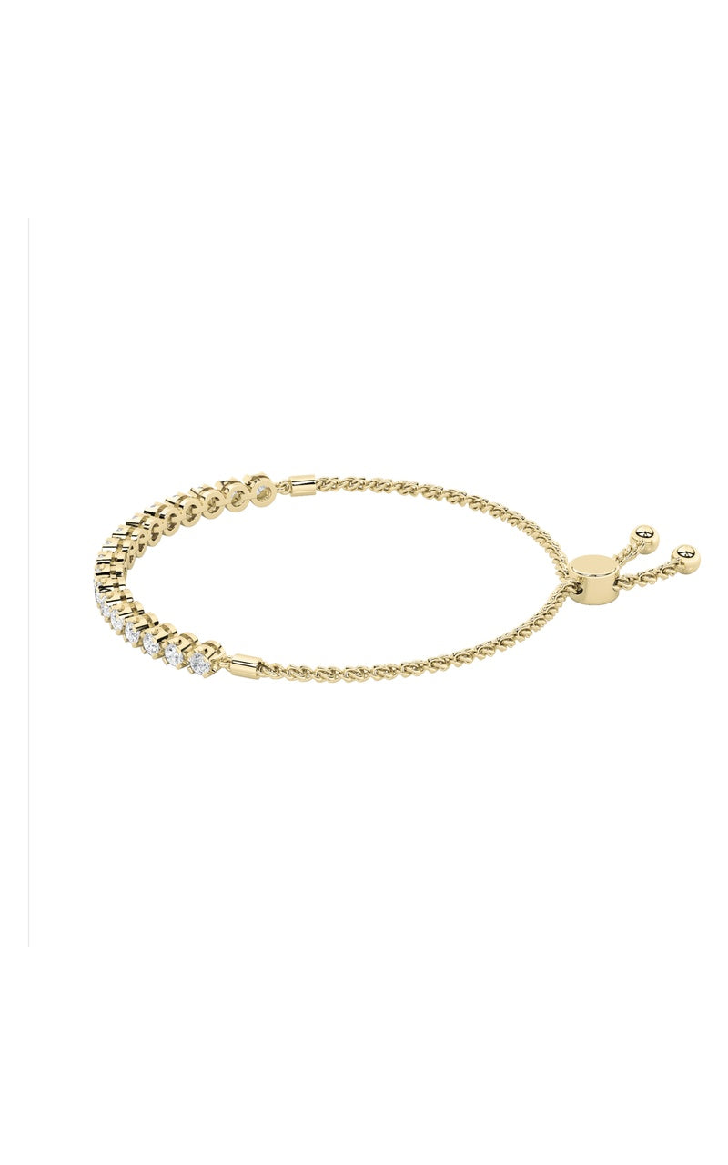 2CTW Round Shaped Lab Grown Diamond (F/VS) Bolo Bracelet in 14K Gold