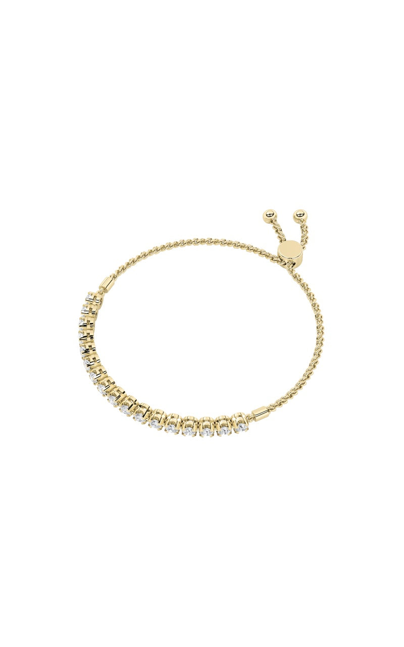 2CTW Round Shaped Lab Grown Diamond (F/VS) Bolo Bracelet in 14K Gold