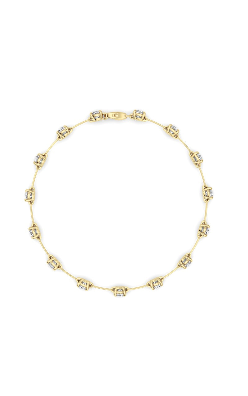 3CTW Round Shaped Lab Grown Diamond (F/VS) Station Bracelet in 14K Gold