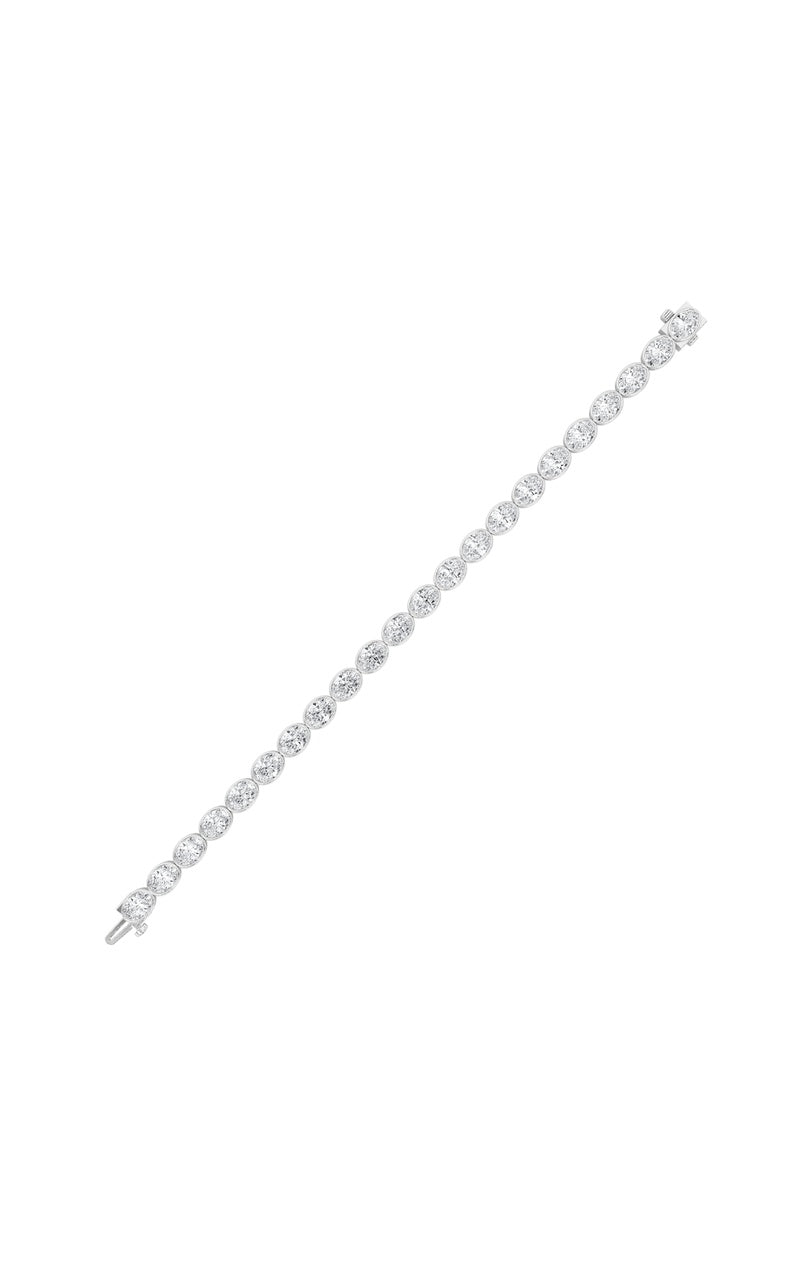 15CTW Oval Shaped Lab Grown Diamond (F/VS) East West Bezel Set Bracelet in 14K Gold