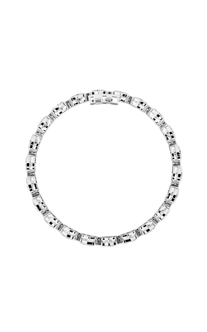 15CTW Oval Shaped Lab Grown Diamond (F/VS) East West Bezel Set Bracelet in 14K Gold