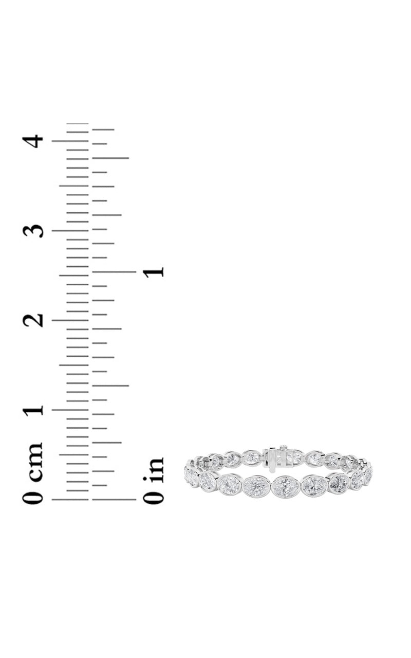 15CTW Oval Shaped Lab Grown Diamond (F/VS) East West Bezel Set Bracelet in 14K Gold
