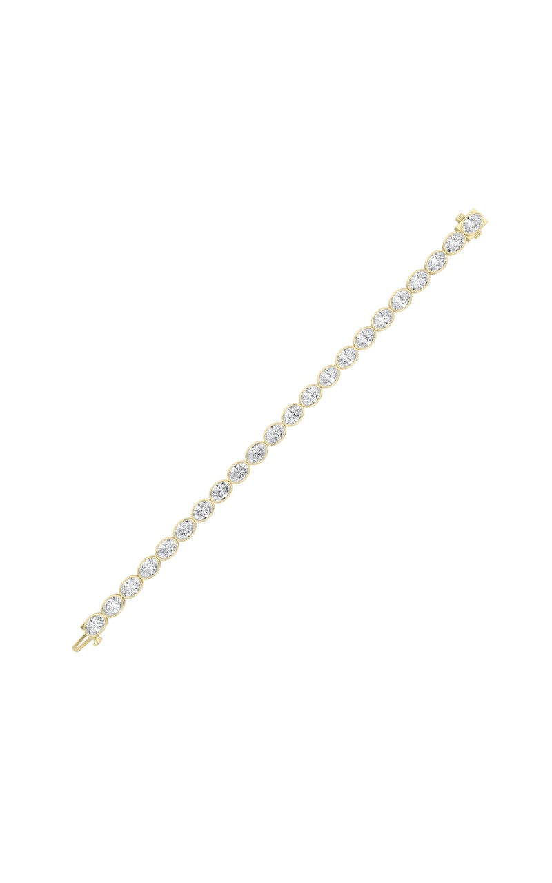 15CTW Oval Shaped Lab Grown Diamond (F/VS) East West Bezel Set Bracelet in 14K Gold