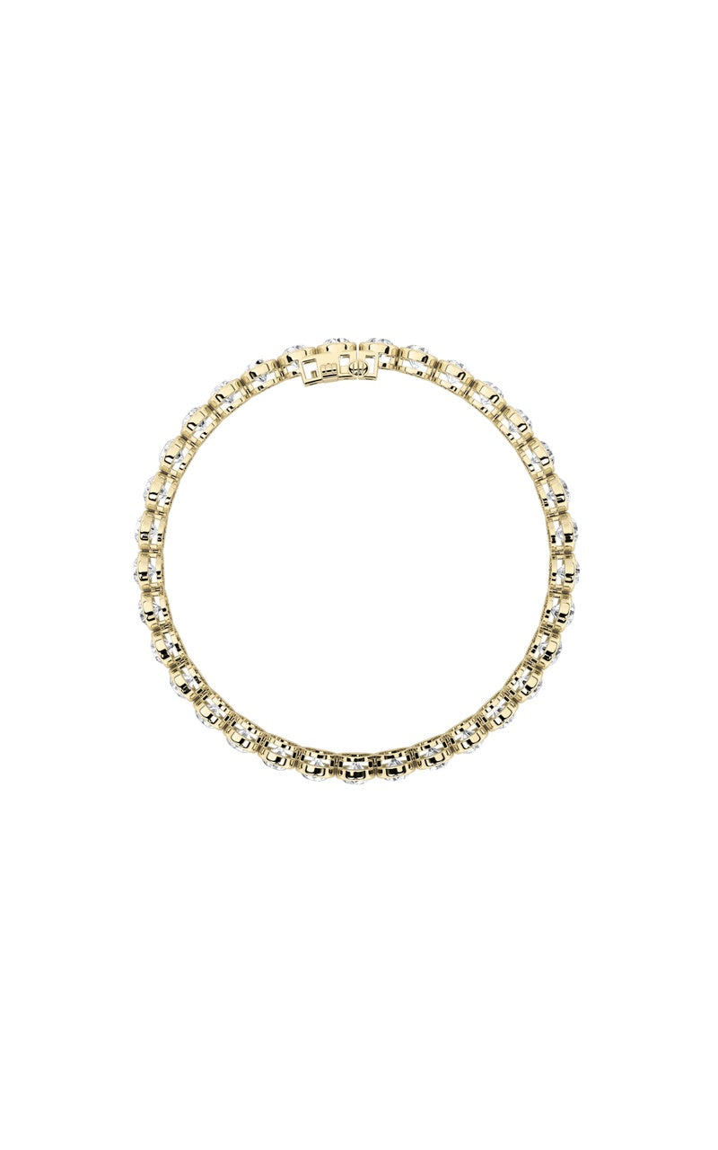 10CTW Round Shaped Lab Grown Diamond (F/VS) East West Bezel Set Bracelet in 14K Gold