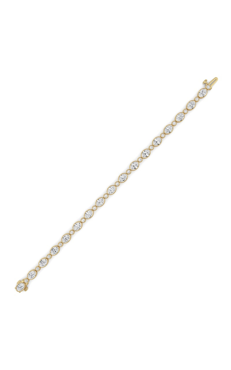 8CTW Oval And Round Lab Grown Diamond (F/VS ) Bezel Set Bracelet in 14K Gold
