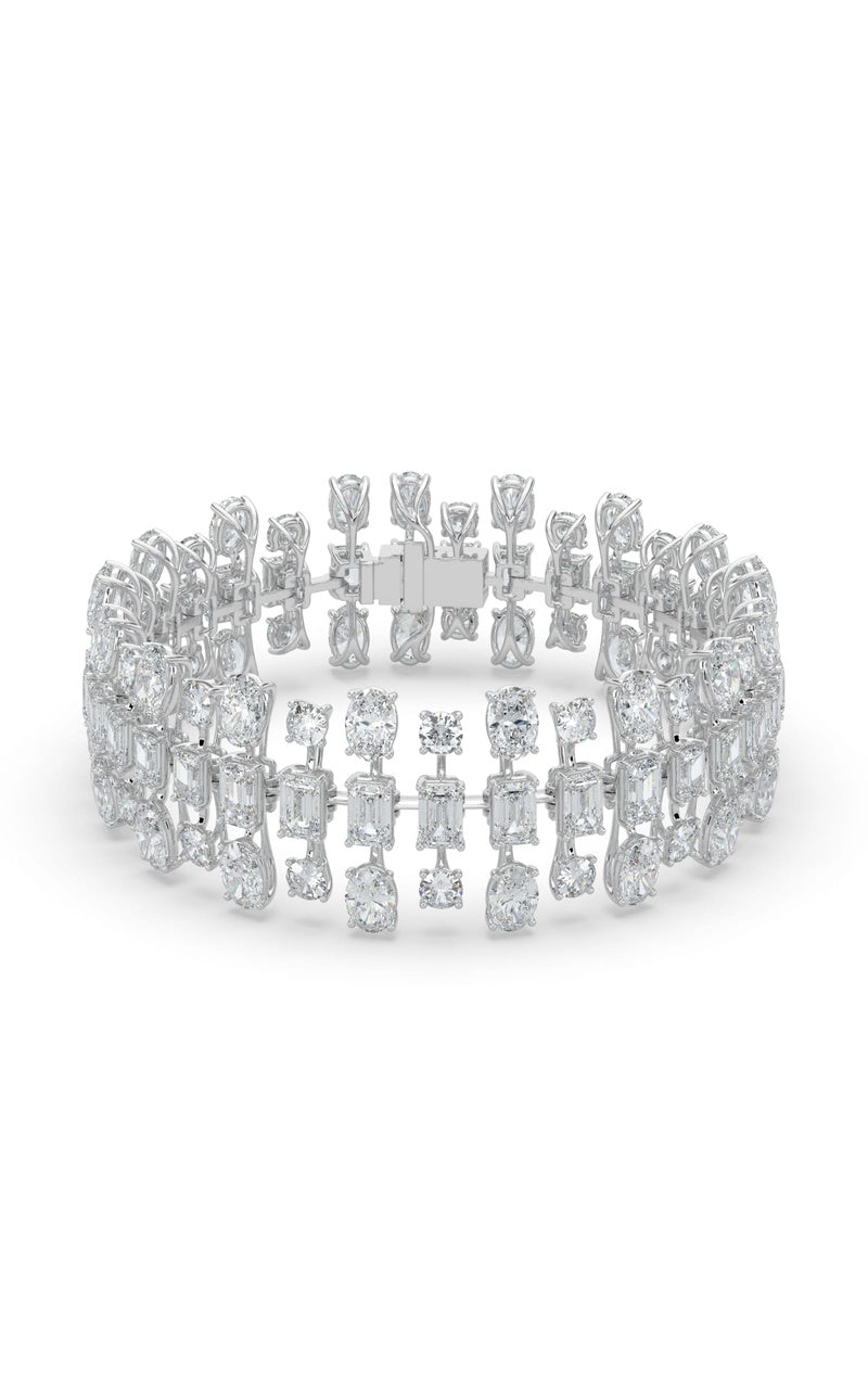 34.5CTW Mix Shaped Lab Grown Diamond (F/VS) Bracelet in 14K Gold