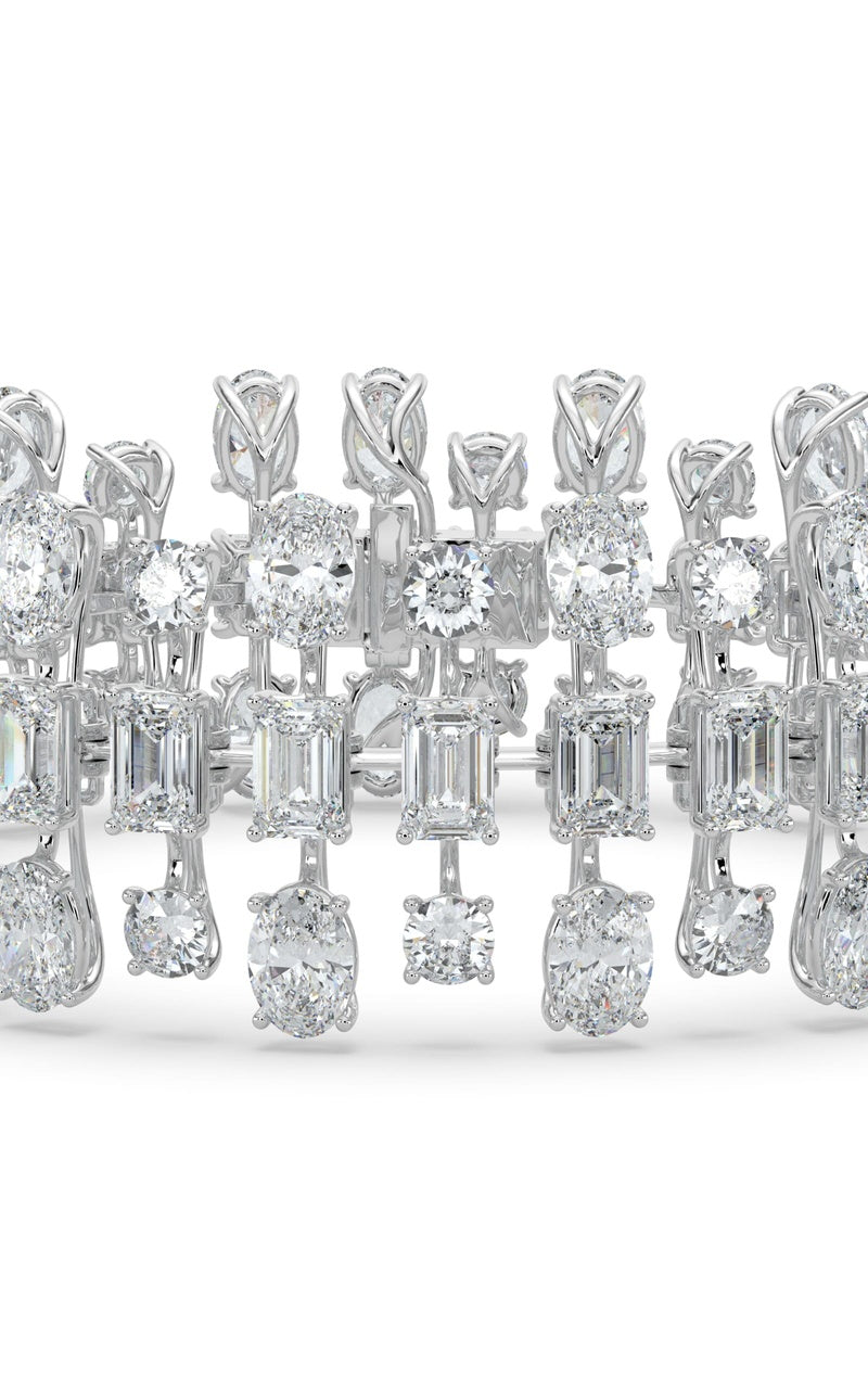34.5CTW Mix Shaped Lab Grown Diamond (F/VS) Bracelet in 14K Gold