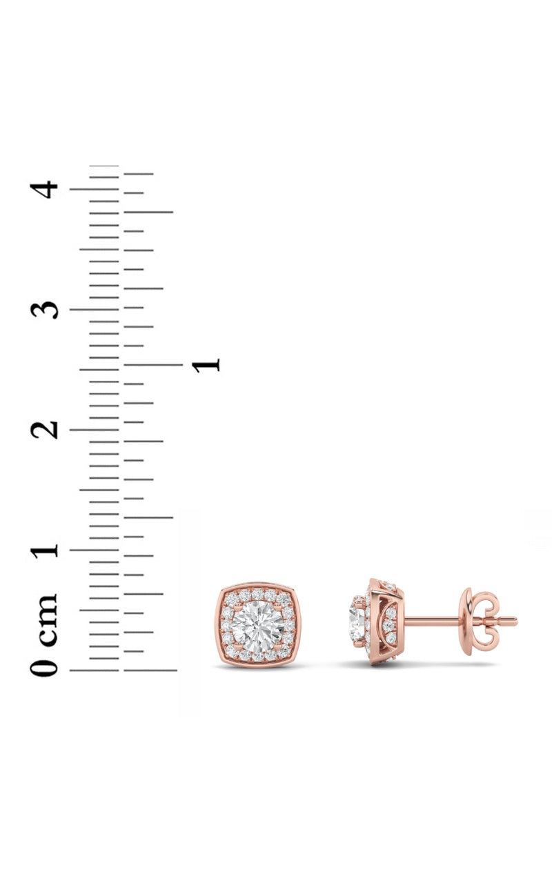 2CTW Round Shaped Lab Grown Diamond (F/VS) Halo Stud Earrings in 14K Gold