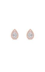 Load image into Gallery viewer, 1CTW Pear Shaped Lab Grown Diamond (F/VVS) Halo Stud Earrings in 14K Gold
