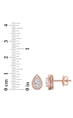 Load image into Gallery viewer, 1CTW Pear Shaped Lab Grown Diamond (F/VVS) Halo Stud Earrings in 14K Gold
