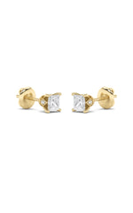 Load image into Gallery viewer, 2CTW Princess Shaped Lab Grown Diamond (F/VS) Tulip Head Stud Earrings in 14K Gold
