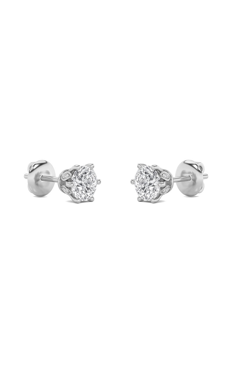 3CTW Round Shaped Lab Grown Diamond (F/VS) Tulip Head Stud Earrings in 14K Gold