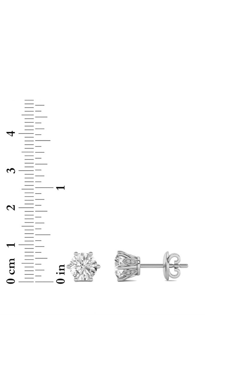 3CTW Round Shaped Lab Grown Diamond (F/VS) Tulip Head Stud Earrings in 14K Gold