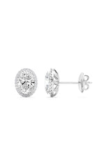 Load image into Gallery viewer, 3CTW Oval Shaped Lab Grown Diamond (F/VS) Halo Stud Earrings in 14K Gold
