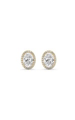 Load image into Gallery viewer, 3CTW Oval Shaped Lab Grown Diamond (F/VS) Halo Stud Earrings in 14K Gold
