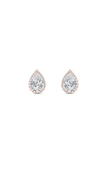 Load image into Gallery viewer, 1CTW Pear Shaped Lab Grown Diamond (F/VS) Halo Stud Earrings in 14K Gold
