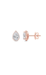Load image into Gallery viewer, 3CTW Pear Shaped Lab Grown Diamond (F/VS) Halo Stud Earrings in 14K Gold
